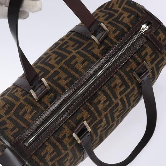 FENDI Zucca Canvas Hand Bag Brown Black Gold - Picture 6 of 12